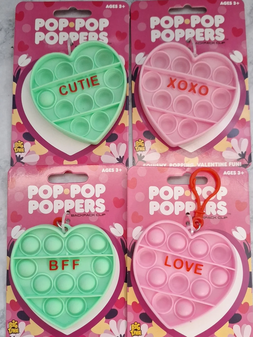 Heart Keychain Fidget Toy - Pink & Mint